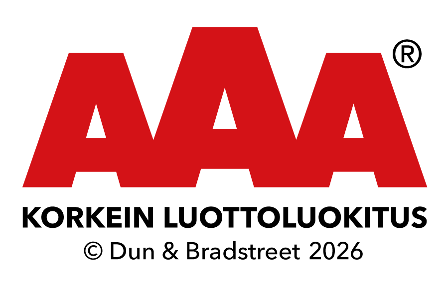 AAA logo with “Korkein luottoluokitus” and © Dun & Bradstreet 2026