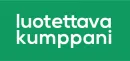 White text “luotettava kumppani” on a green background.