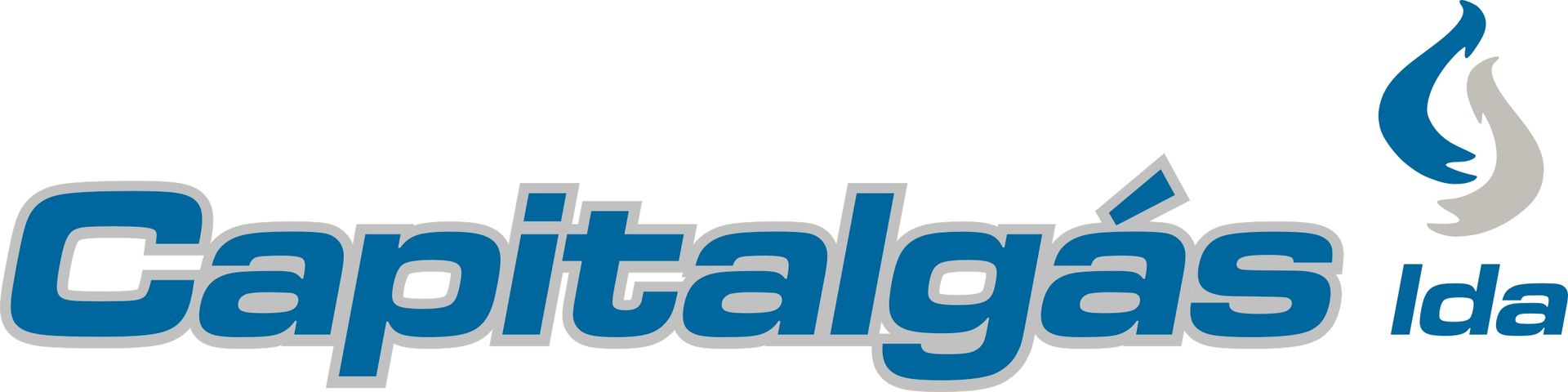 Logotipo da Capitalgás com um símbolo de chama azul e cinza.