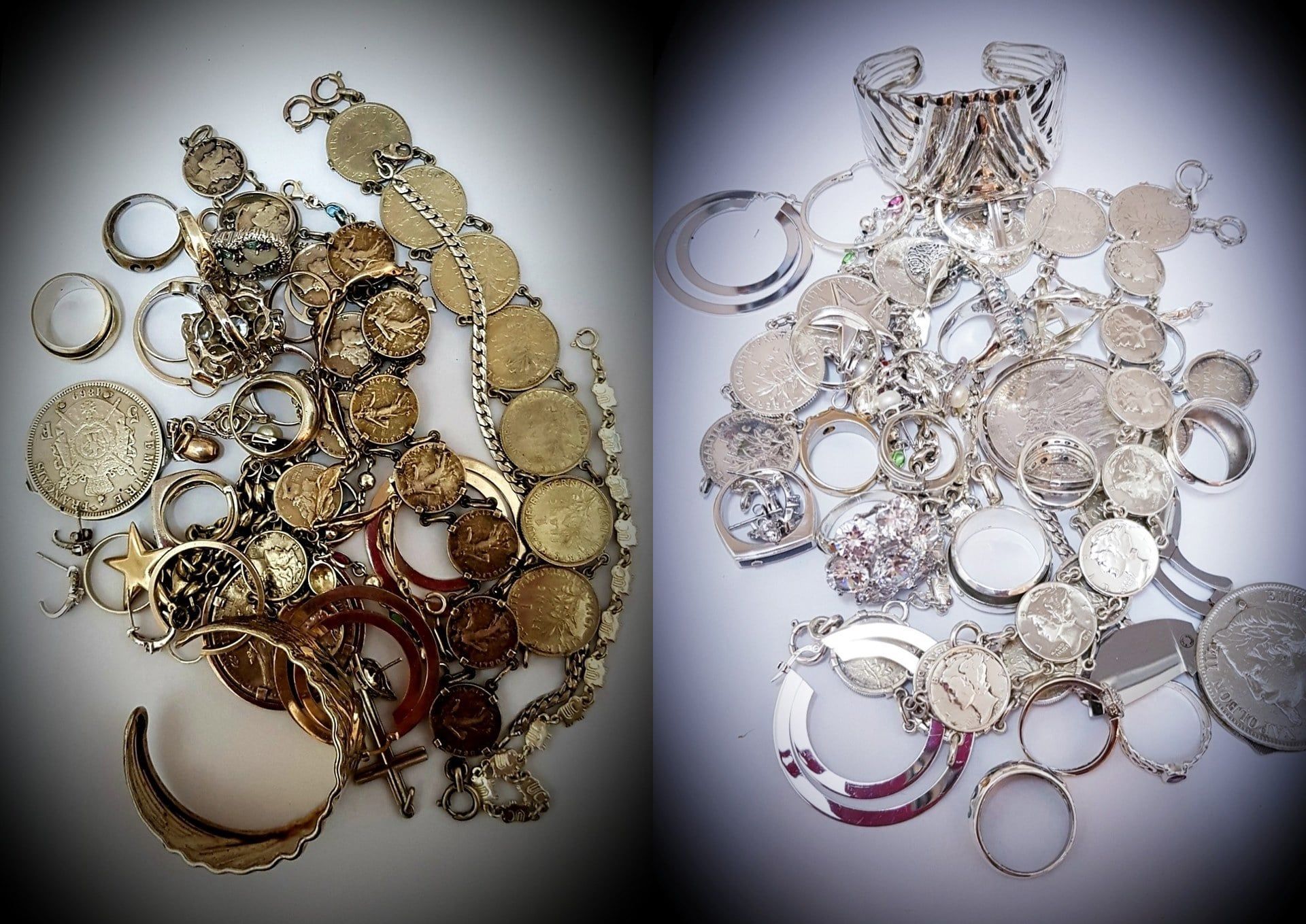 Avant et après le nettoyage de bijoux