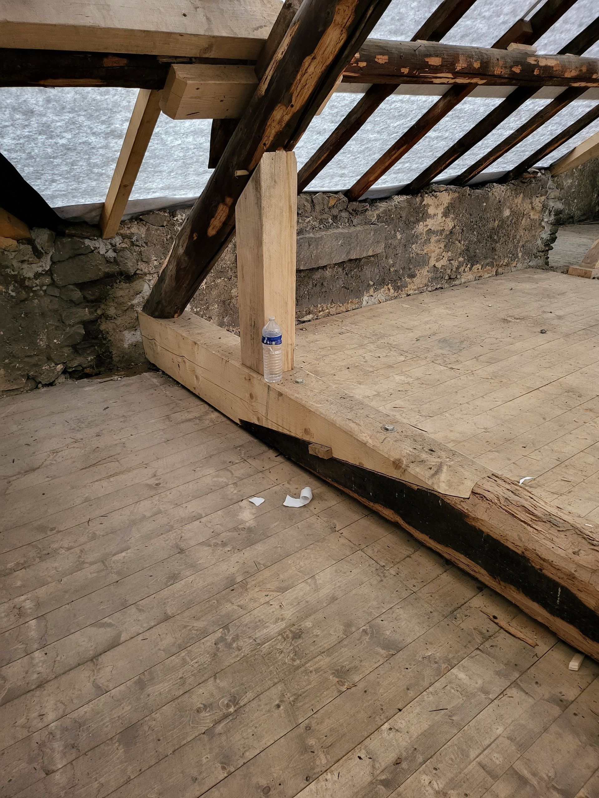 Vue sur une poutre de charpente