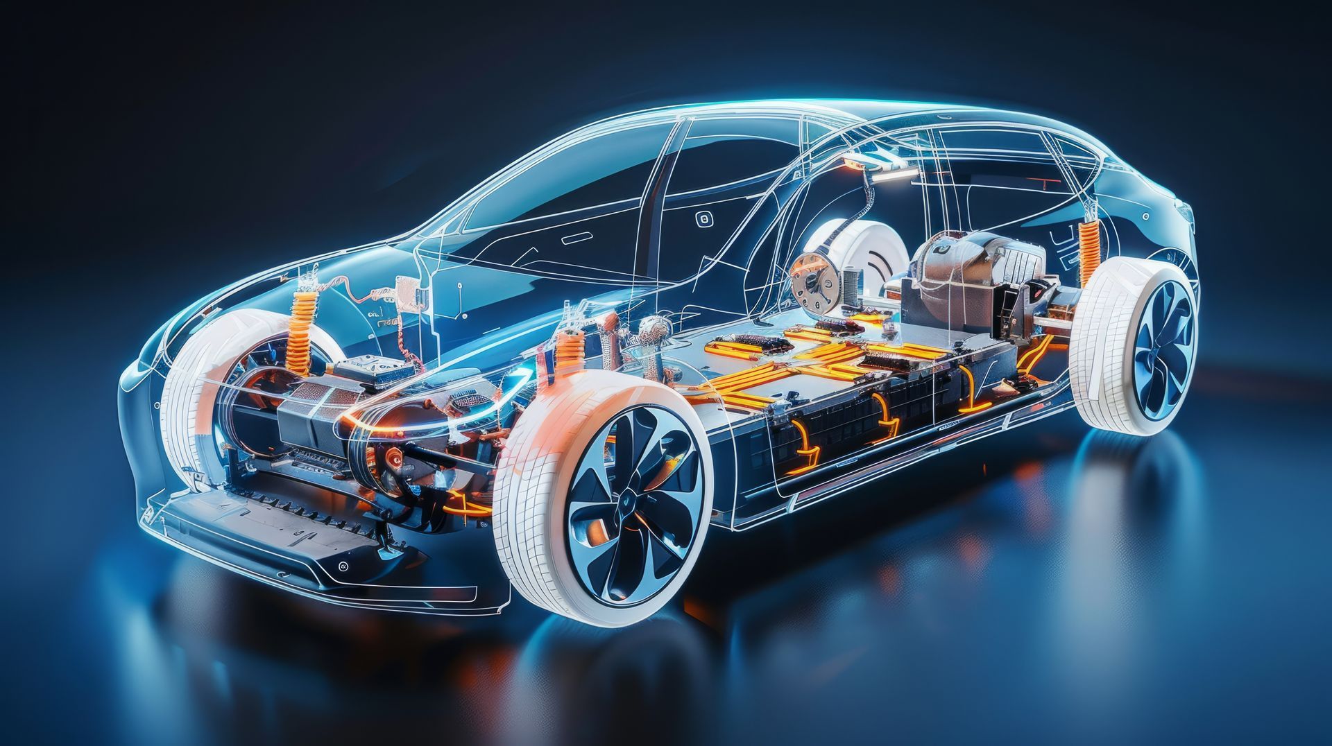 Le schéma d'une voiture hybride.