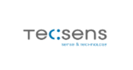 El logotipo de Tec:sens muestra el nombre de la empresa en gris con dos puntos azules, seguido del texto