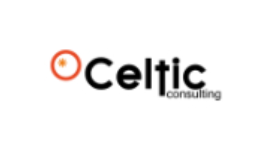 El logotipo de Celtic Consulting, que consiste en un pequeño círculo naranja con un punto y texto negro sobre un fondo blanco.