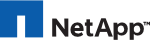 Logotipo de NetApp en texto azul y negro con un icono cuadrado azul