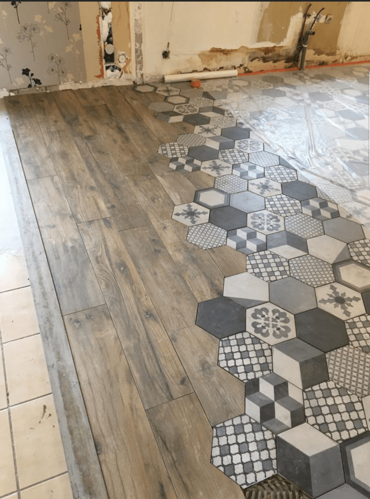 Carrelage mixte mosaïque