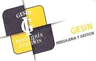 Un logotipo negro y amarillo que dice 'gesin'.