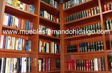 Una biblioteca llena de libros en estantes de madera.