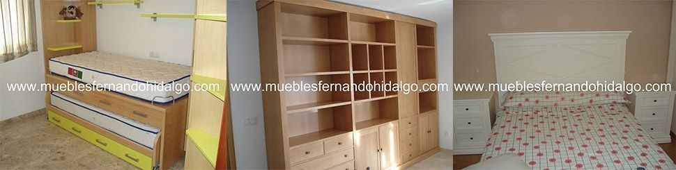 Un collage de tres fotografías de un dormitorio con un colchón, estanterías y una cama.