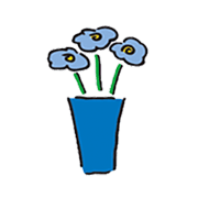 Icon blaue Blumen in einer blauen Vase