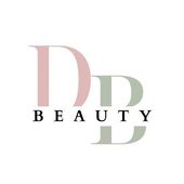 Logotipo para DD Beauty: letras D y D en rosa suave y verde, con "BEAUTY" debajo en negro.