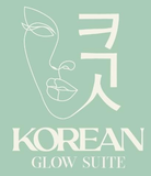 Un logotipo para Korean Glow Suite con un dibujo lineal del rostro de una mujer.