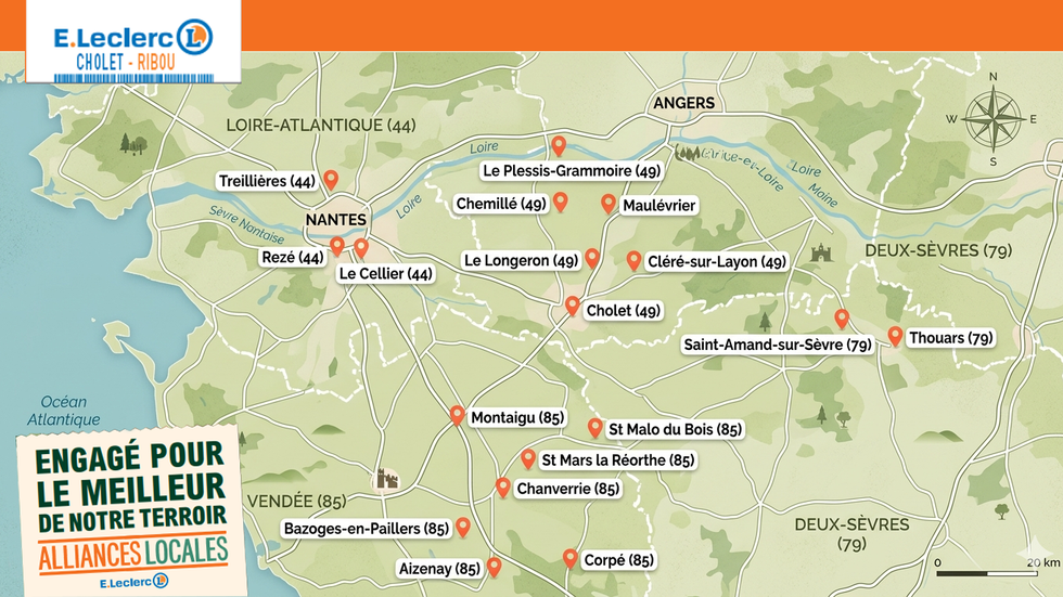 Carte avec les différentes localisations des différents producteurs locaux partenaire de l'Alliances Locales. Engagé pour le meilleur de notre terroir. Alliances Locales.