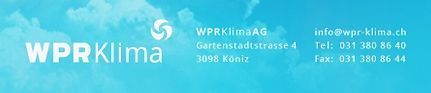 Ein Logo für ein Unternehmen namens wprklima mit einem blauen Himmel im Hintergrund