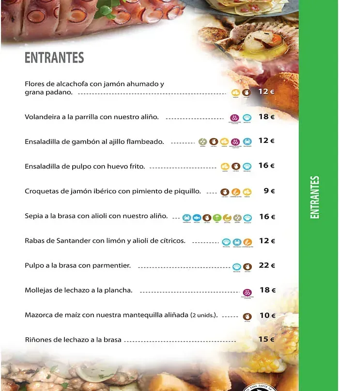 Un menú para un restaurante con una variedad de comidas.