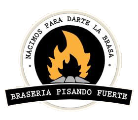 Un logotipo para braseria pisando fuerte con un fuego en el medio.