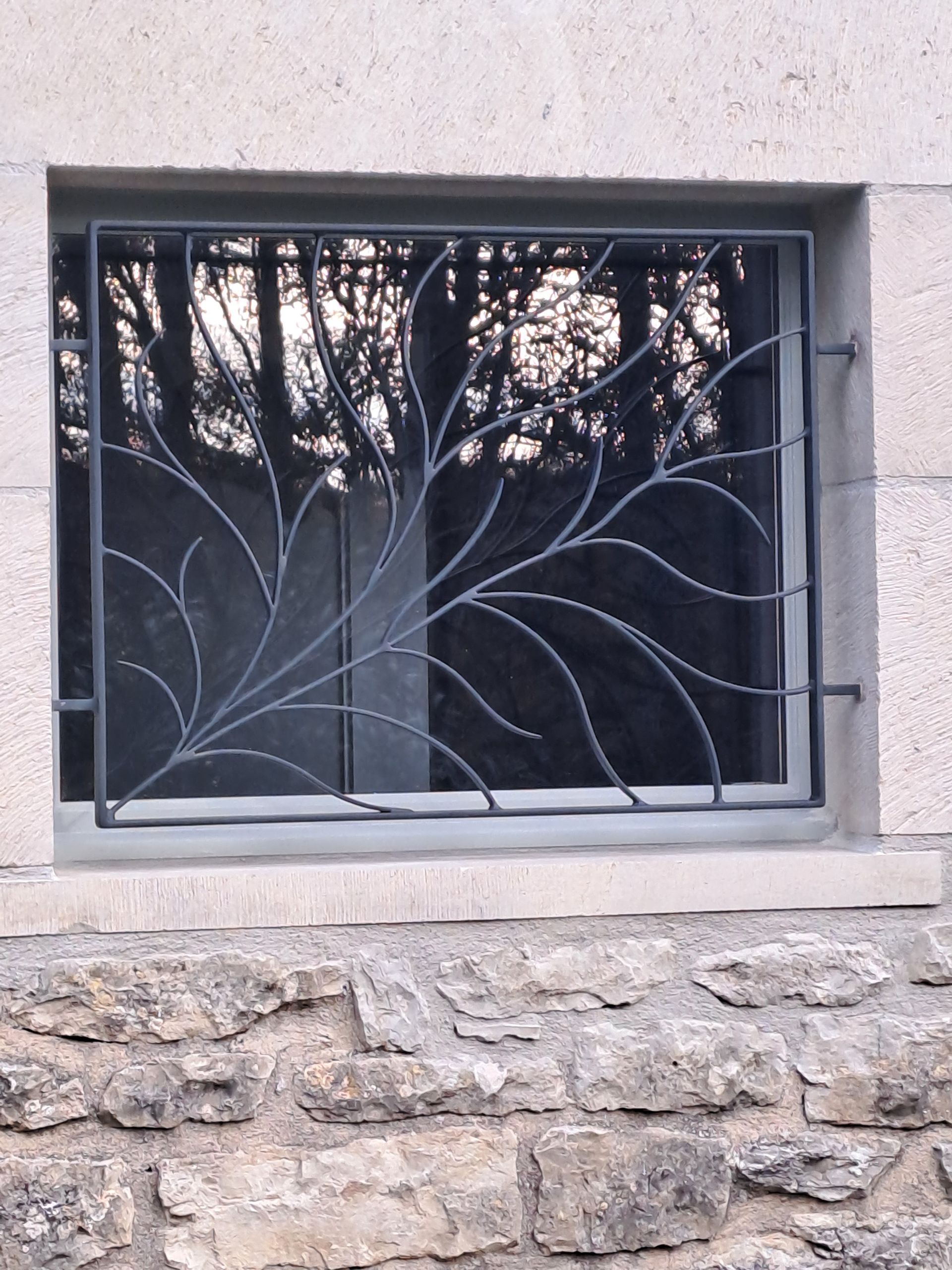 Protection de fenêtre en métal vu de l'extérieur