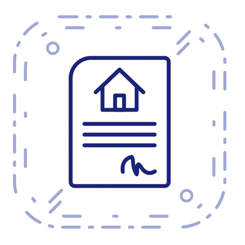 Icône certificat avec un symbole de maison