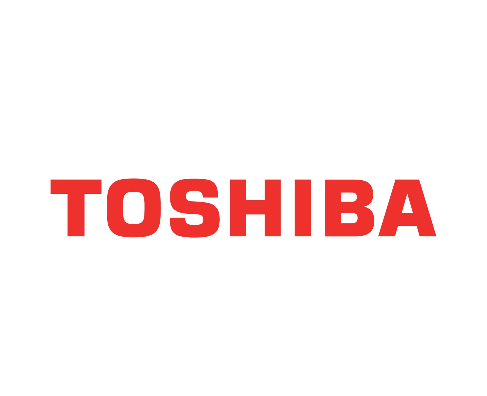 The toshiba logo is red on a white background.