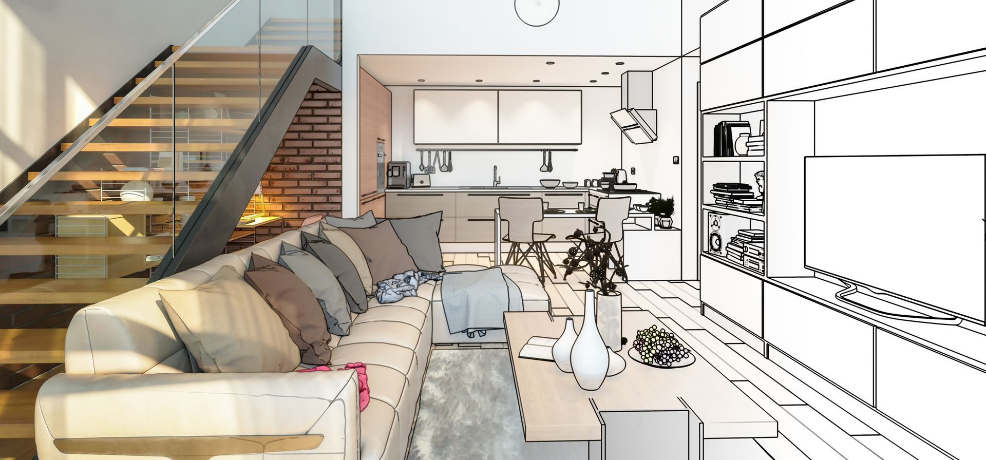 Dessin de l'intérieur d'une maison