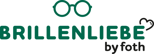 Brillenliebe by Foth-Logo mit grünem Brillen-Symbol und Text auf weißem Hintergrund