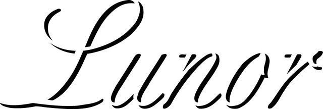 Stilisierter schwarzer Kursivschrifttext mit der Aufschrift „Lunar“ auf weißem Hintergrund