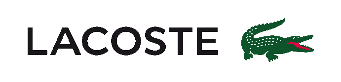 Lacoste-Logo mit schwarzem Text und grünem Krokodil-Symbol