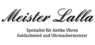 Logo für Meister Lalla, einen Uhrmacher und Goldschmied, der auf antike Uhren spezialisiert ist.
