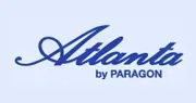 Atlanta by PARAGON-Logo, blauer Schreibtext auf hellblauem Hintergrund.