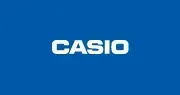Casio-Logo in weißer Schrift auf blauem Hintergrund.