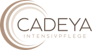 Logo für CADEYA Intensivpflege in Beige und Braun mit kreisförmigem Wirbelmuster