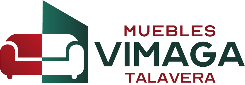 Un logotipo para muebles vimaga talavera con un sofá en el medio.