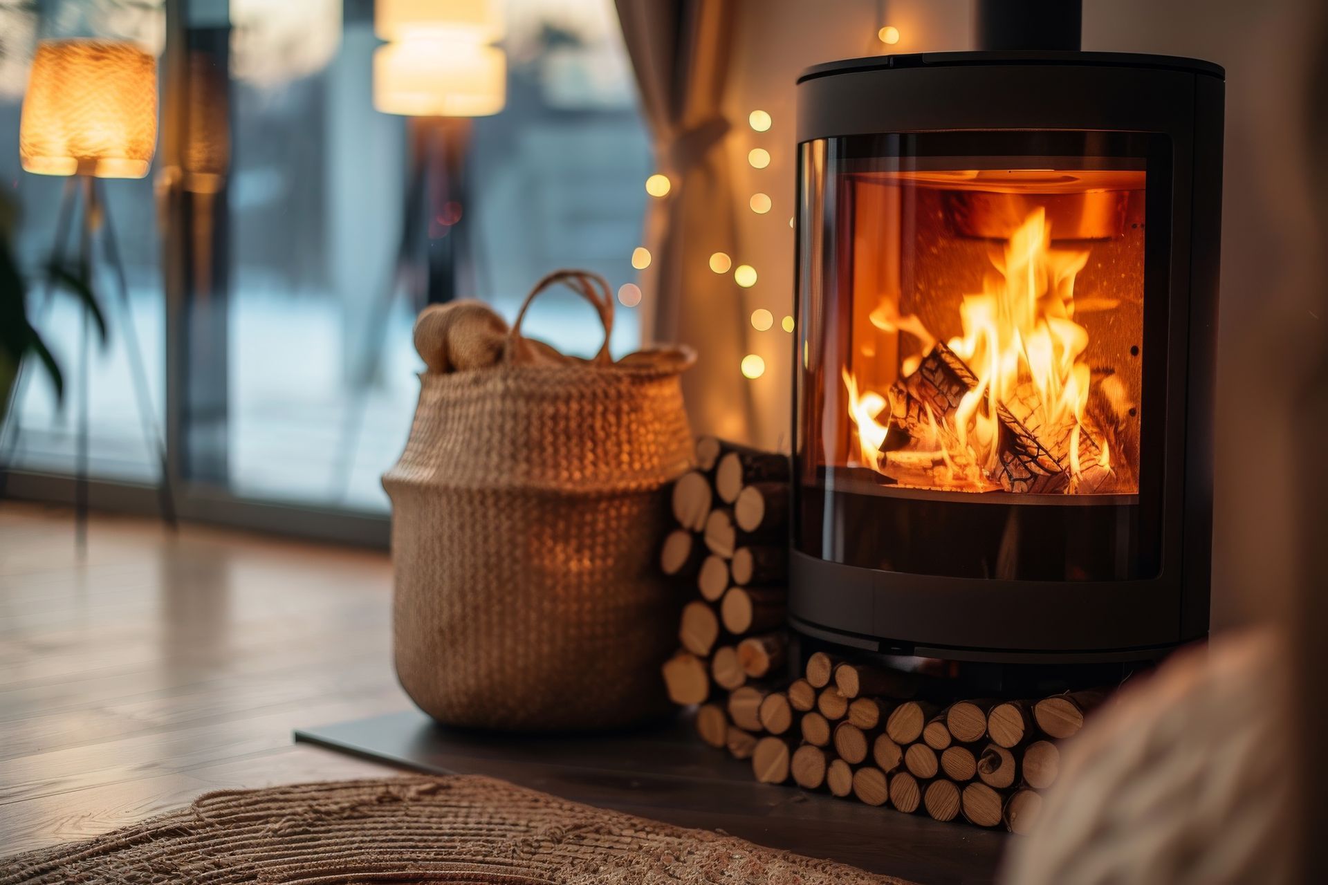 Poêle à bois dans une maison