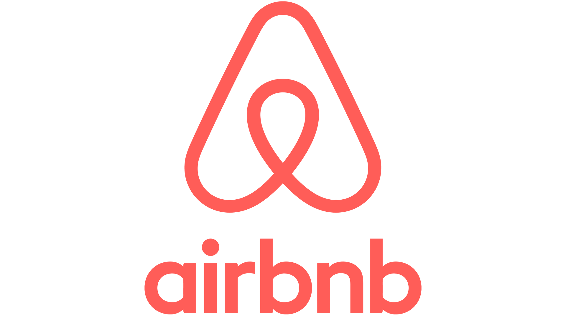 Airbnb logo: Red stylized icon above the word