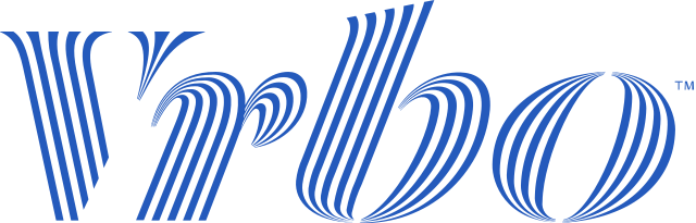 Vrbo logo in blue and white stylized lines.