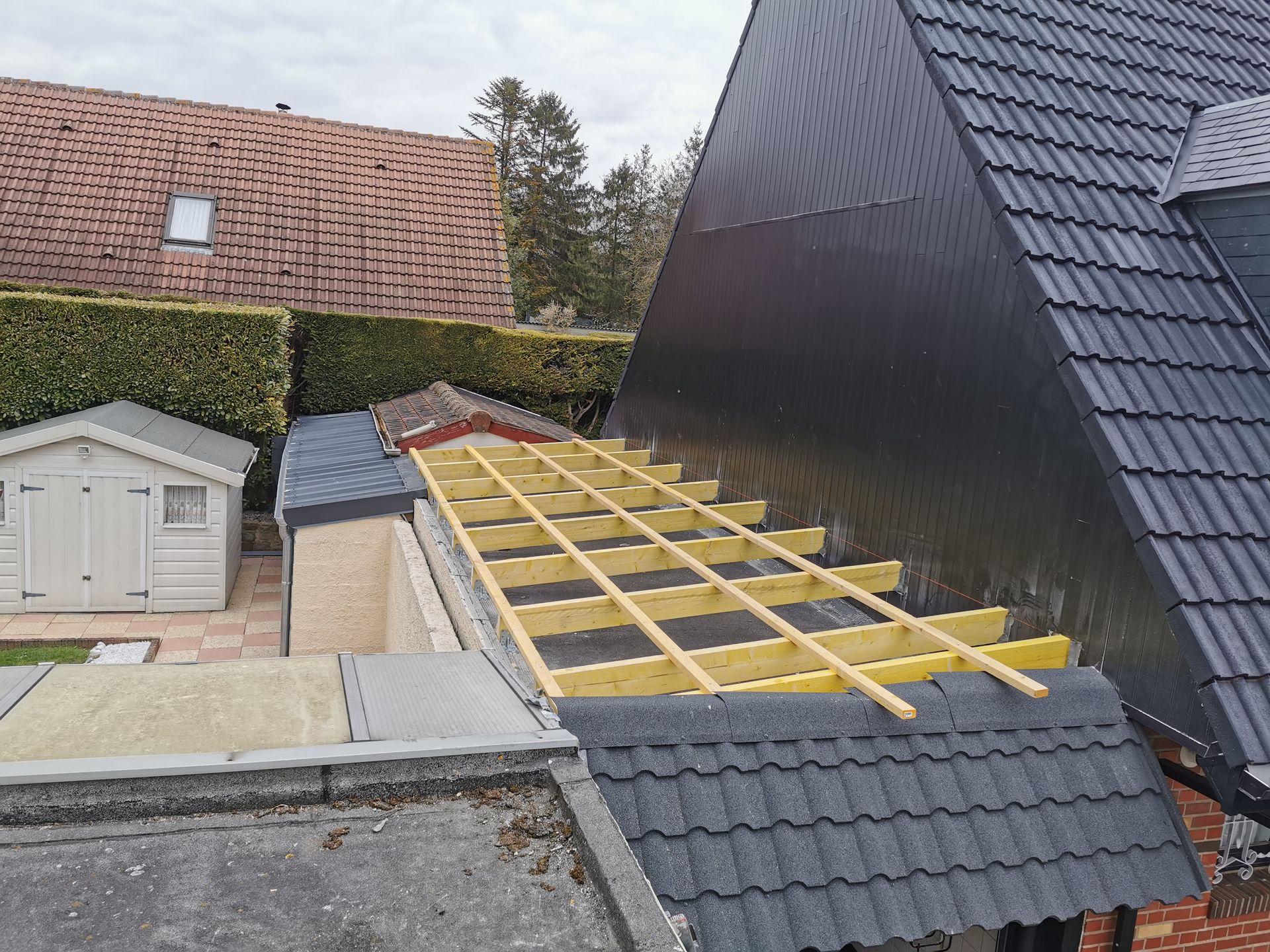 Couverture sur extension de maison