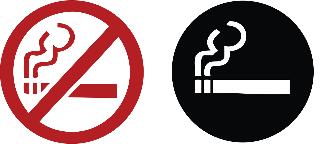 Panneau « Interdit de fumer » (cercle rouge avec une cigarette barrée), symbolisant l'arrêt du tabac.