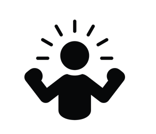 Personne les bras levés dans une pose victorieuse, symbolisant la confiance en soi.