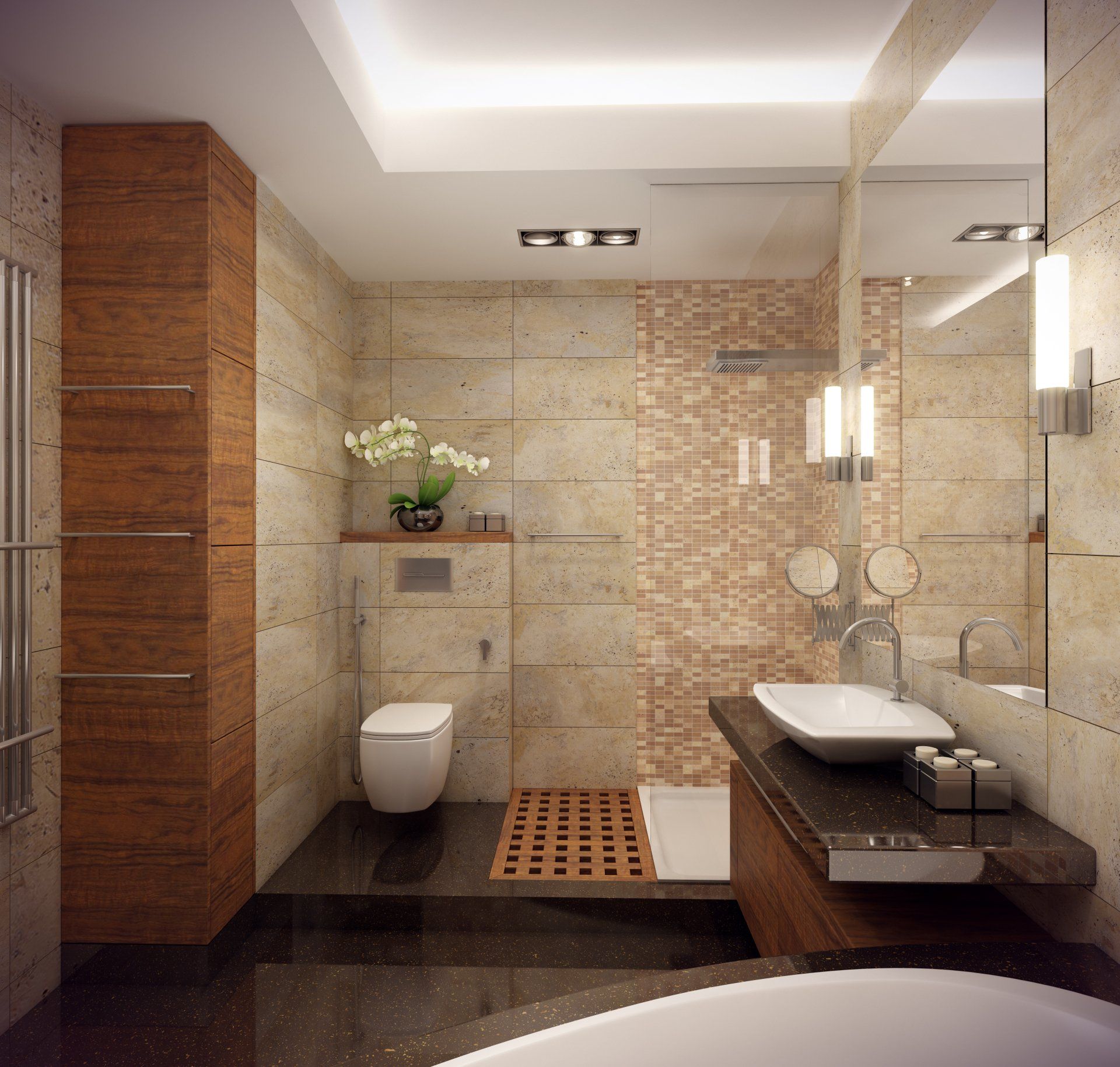 Une salle de bain avec un lavabo et un miroir