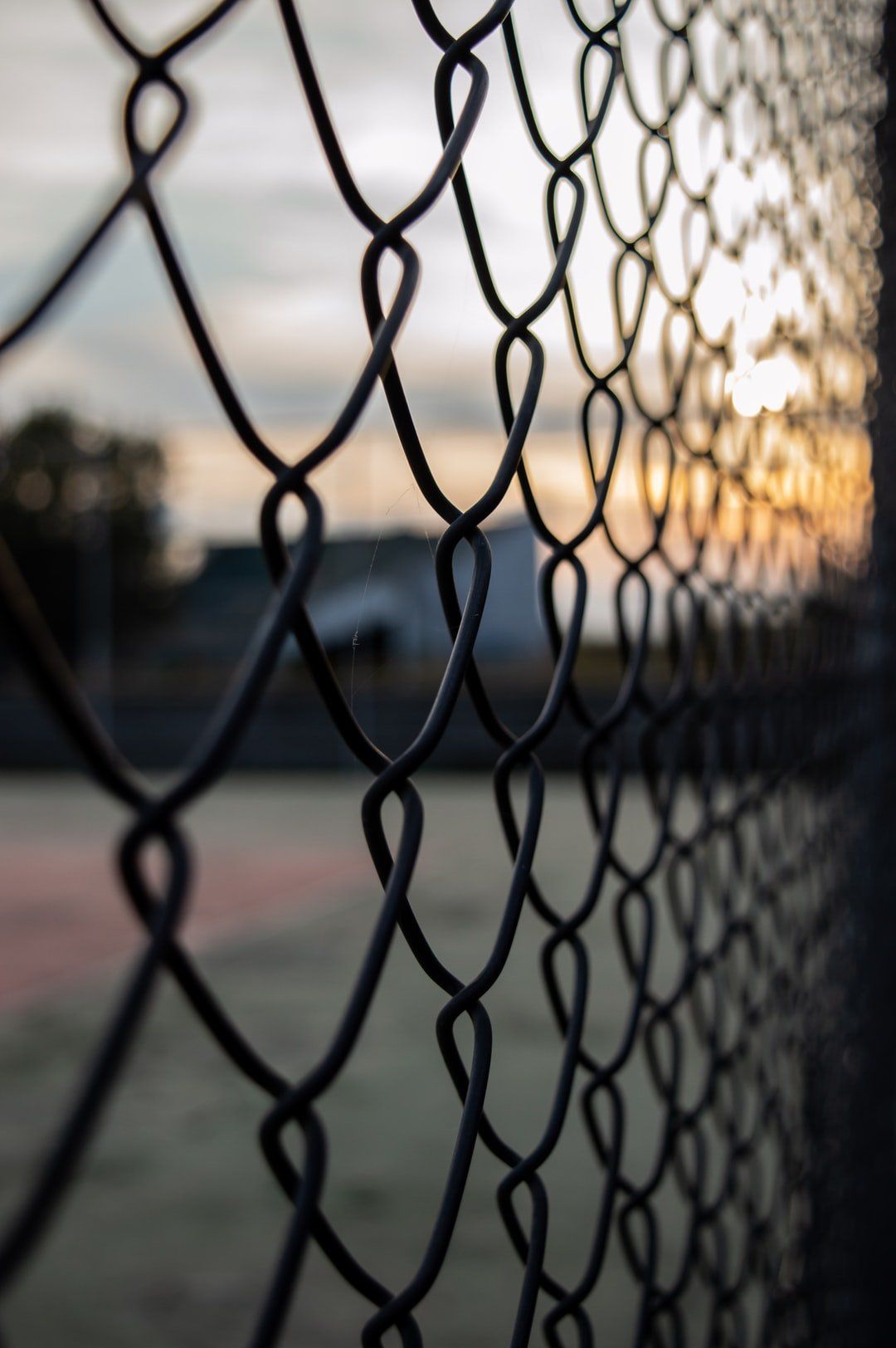Clôtures souples avec un couché de soleil