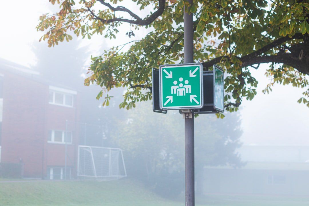 Panneau vert de sortie de point de rassemblement